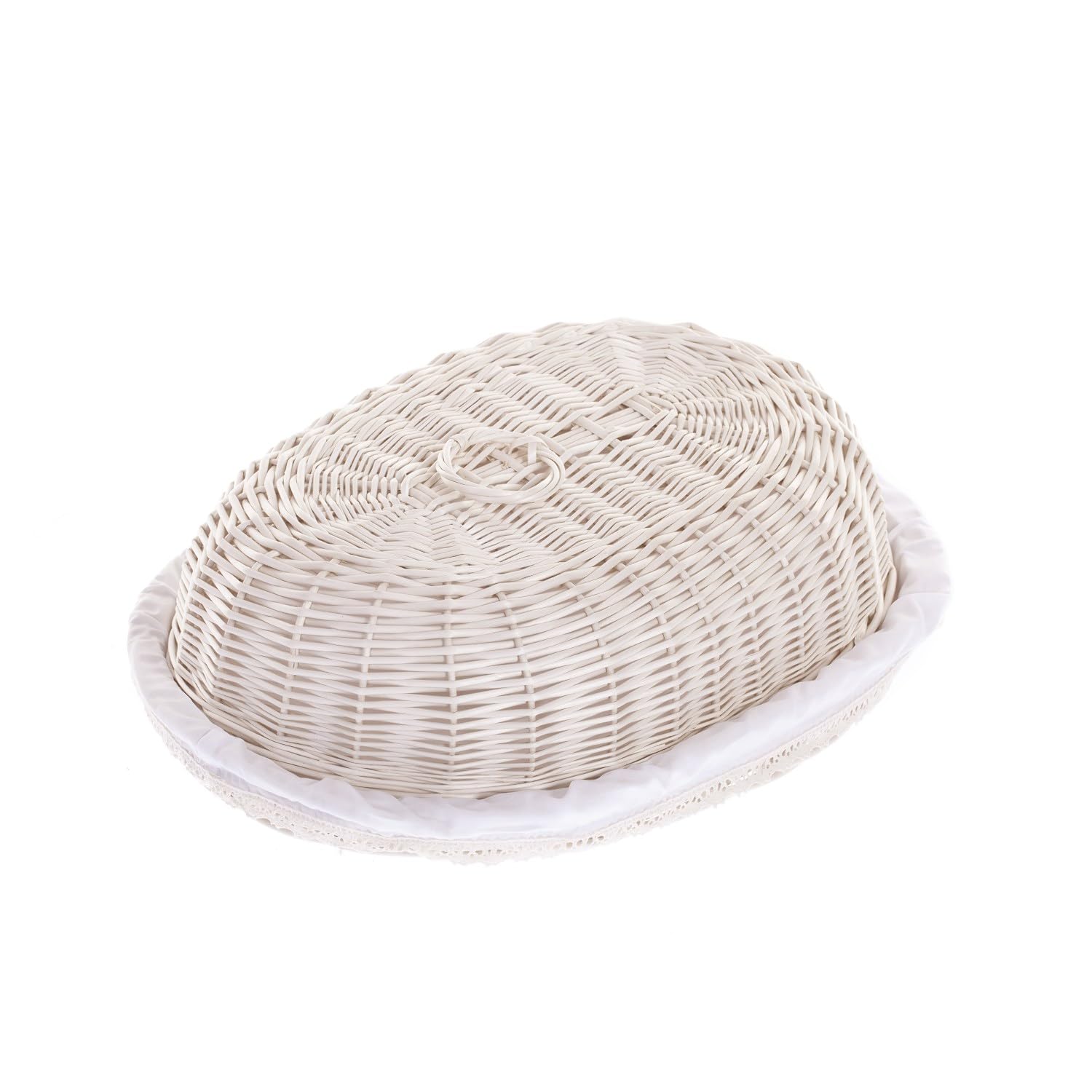 e-wicker24 Cloche à pain, Corbeille à pain, panier,boite, plateau gateaux en osier avec couvercle, (Oblong)