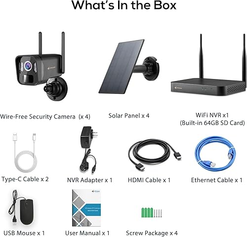 Miniatura 6 de Kittyhok Cámaras de seguridad solares inalámbricas para exteriores | 4 cámaras de seguridad solar 2K Ultr HD Pan Tilt para el hogar con detección