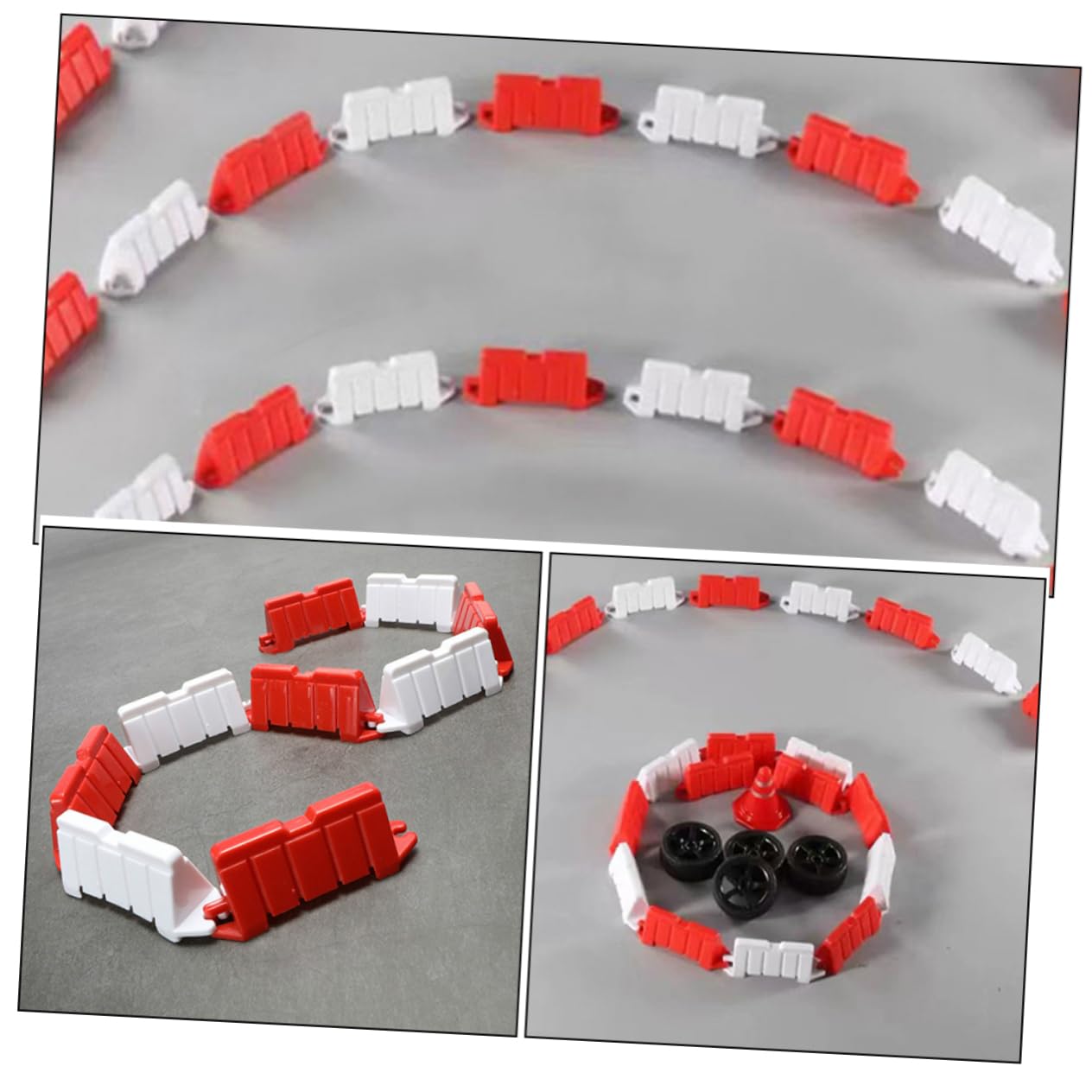 100 Pezzi Barricate Stradali Giocattolo Realistiche in Abs per Accessori Giochi di Corse Auto Radiocomandate Drift Pista Decorativa e Creativa