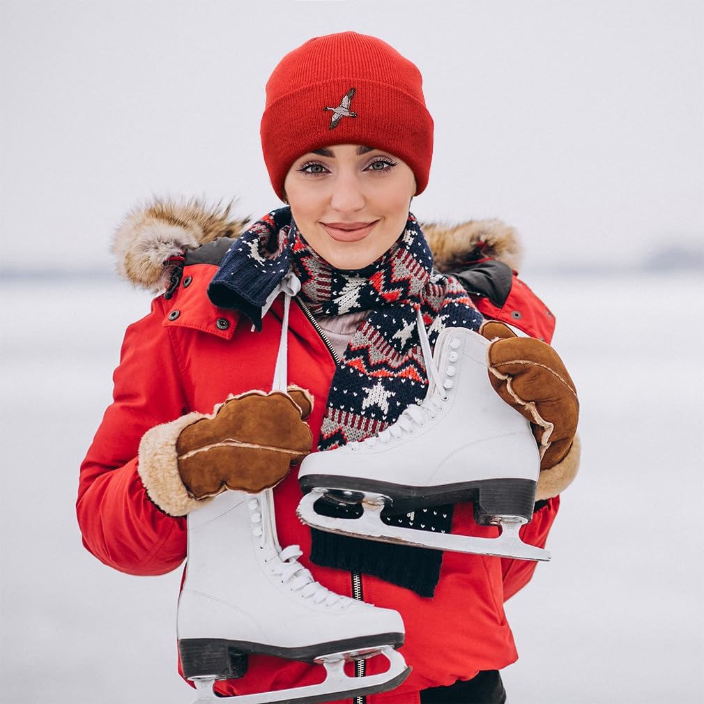 Beanies for Men Snow Goose Embroidery Skull Cap Winter Hats for Women Acrylic One Size - Image 3