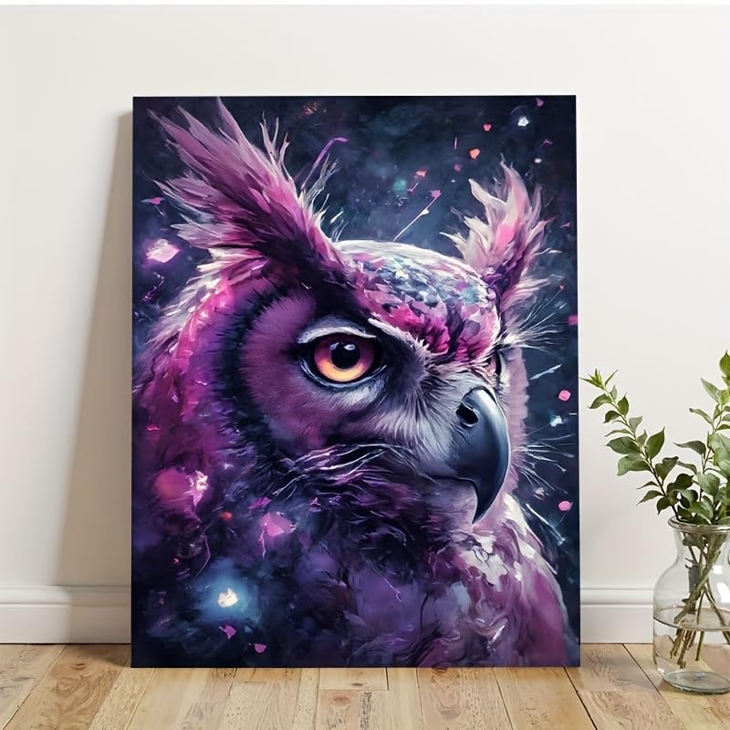 Miniatura 3 de Canvas Wall Art Painting Retro Synthwave Owl Neon Geometric Shapes Ready To Hang Modern Motivational Prints for Living Room Bedroom Office Nursery