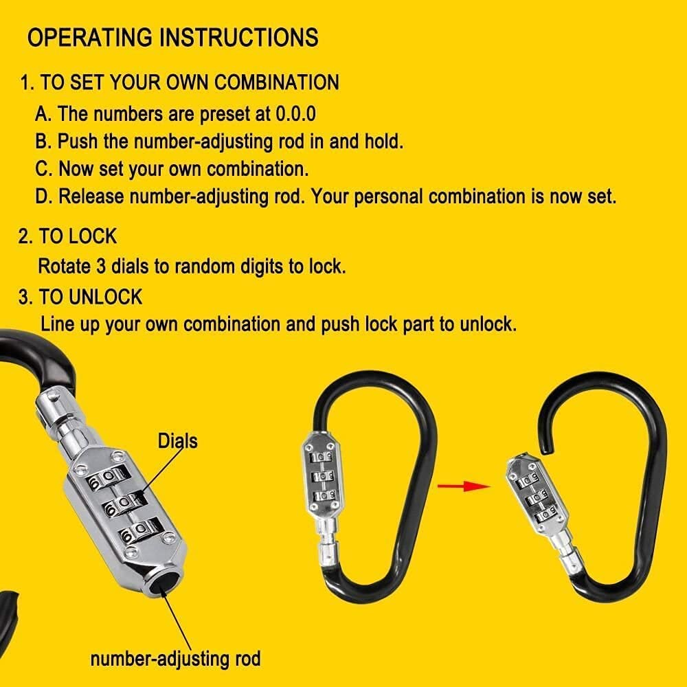 Armadietto con combinazione, Lucchetto codificato for bagagli, Lucchetto con codice, Combinazione resettabile a 3 cifre Combinazione Password Codice Lucchetto for valigia Bagagli da viaggio Zaino + Ca