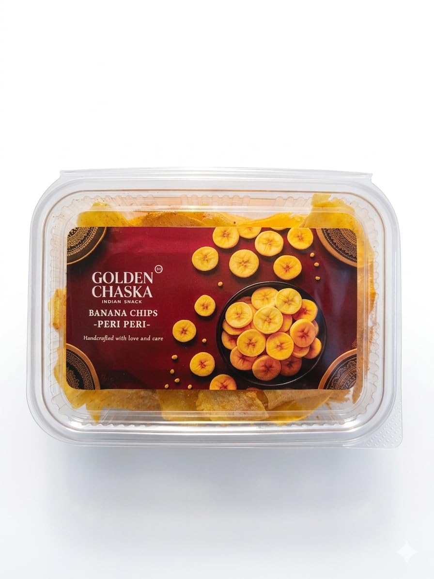 Golden Chaska Peri Peri Banana Chips, Ultra Thin Crispy Snack, 125g