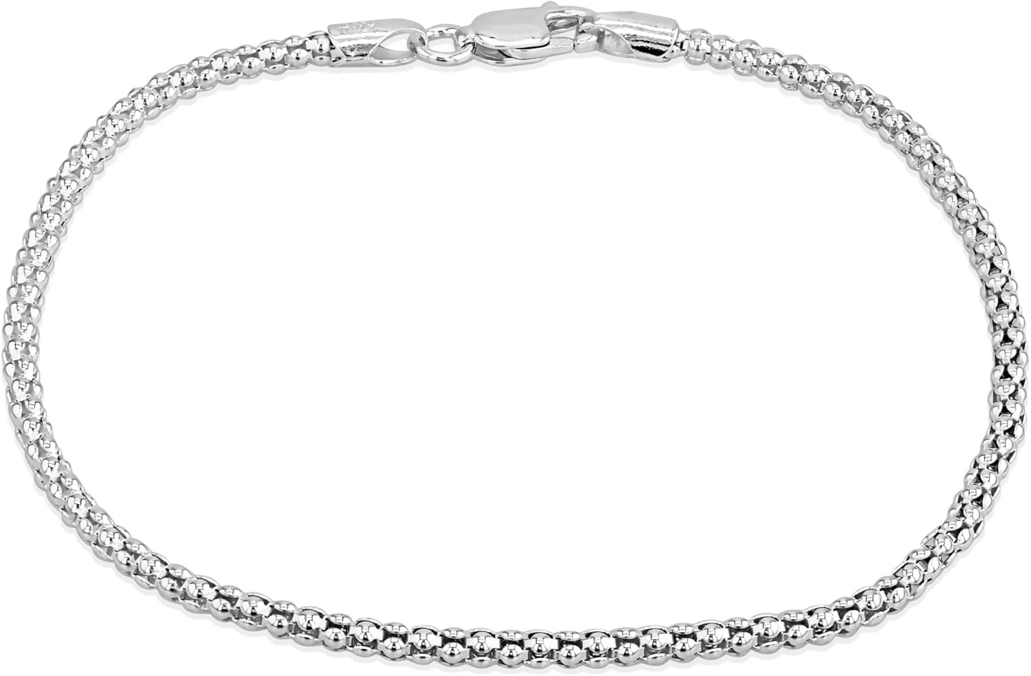 Tuscany Silver Sterling Silver 2.3mm Popcorn Chain Bracelet of 19cm/7.5"