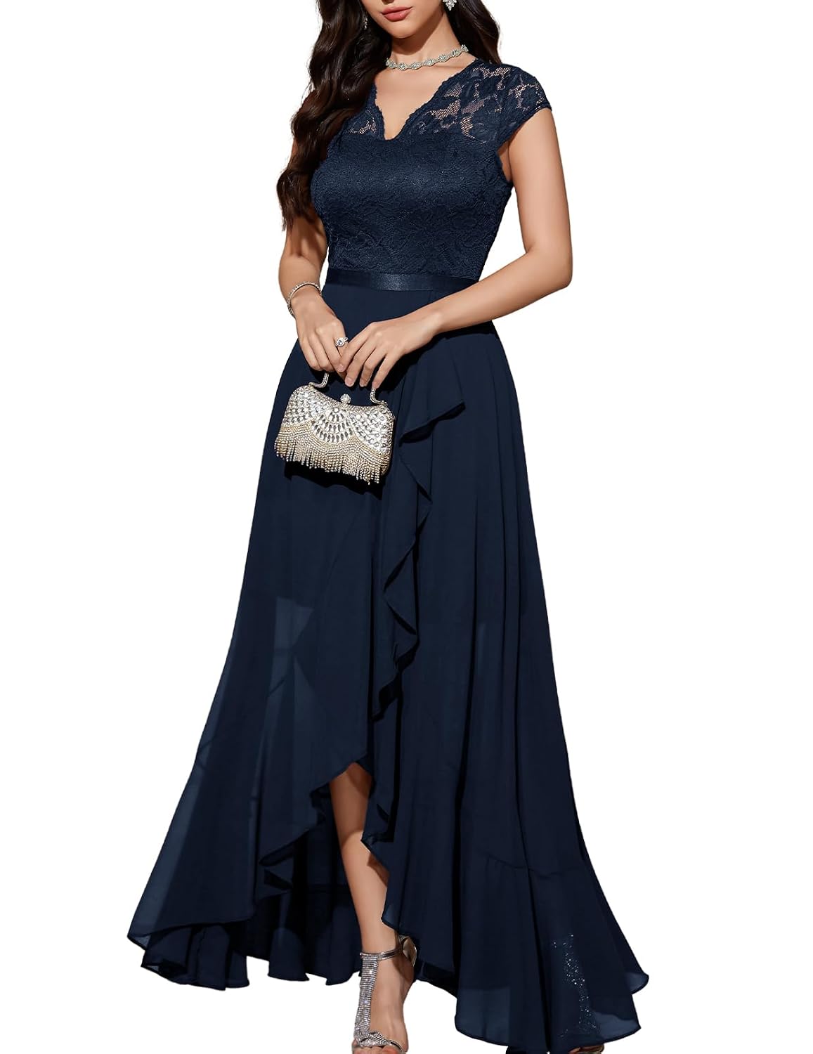 Bbonlinedress Women's V-Neck Dress for Women Wedding Guest Hi-Lo Floral Lace Prom Cocktail Party Formal Bridesmaid Dress - Review, Price and Buying Guide