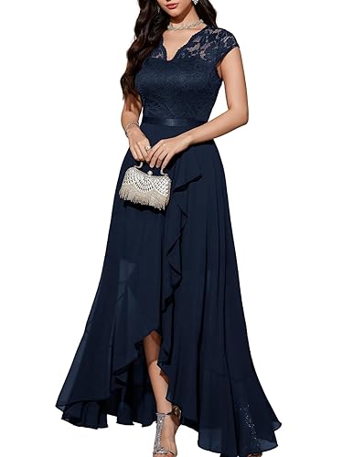 Bbonlinedress Women's V-Neck Dress for Women Wedding Guest Hi-Lo Floral