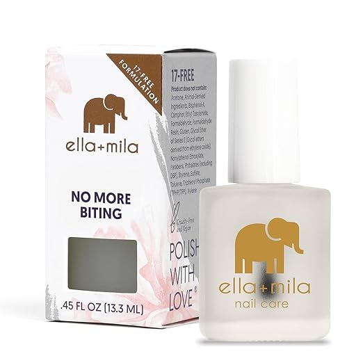 ella+mila "No More Biting" Nail Polish - Bitter Taste Nail Biting Treatment for Kids & Adults - Effective Thumb Sucking Stop for Kids (0.45 fl oz)