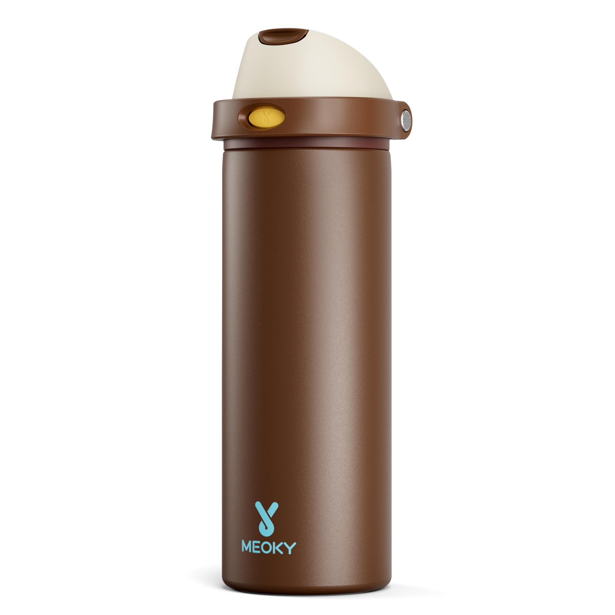24 oz Insulated Water Bottle with Straw: Meoky Stainless Steel Metal Water Bottle with 2-in-1 Lid - Leak Proof, Cold for 24 Hours, Fits in Car Cup Holder, BPA-Free for Travel Sports Gym, Cocoa