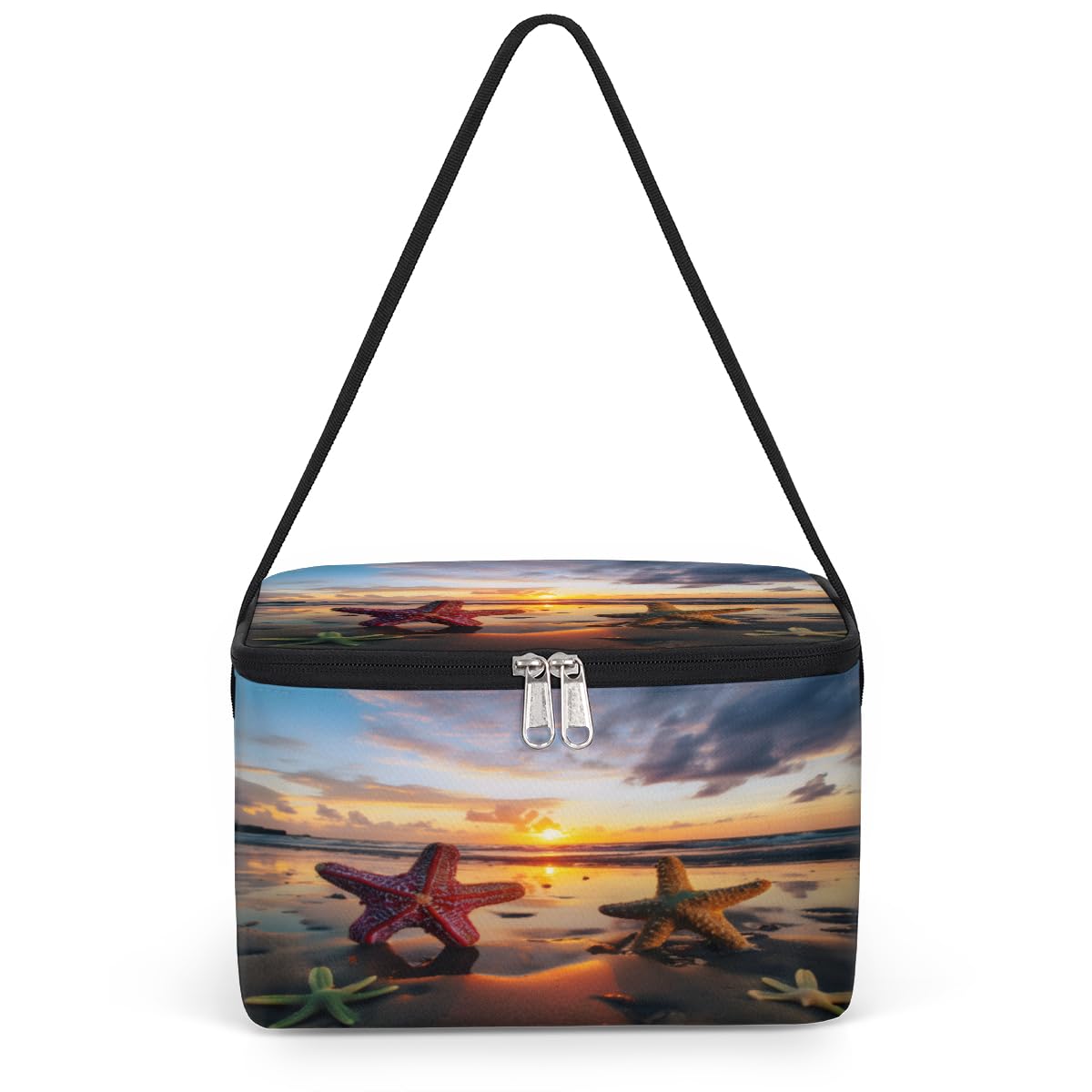 GzLeyigou Sea Starfishes Lunch Bags for Women Men 9 Cans, Hot & Cold Food Delivery Bag Insulated Grocery Bag Insulated Lunch Box Summer Beach Cooler Bag for Office Work Picnic Beach