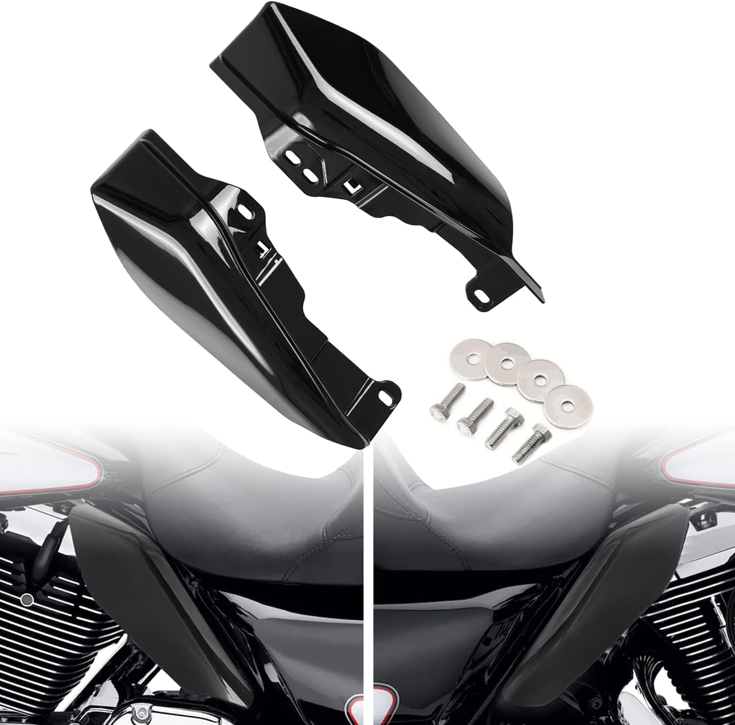 Mid Frame Air Deflectors Heat Shield Fit for 2009-2022 Harley Touring Street Road Glide Road King (black)