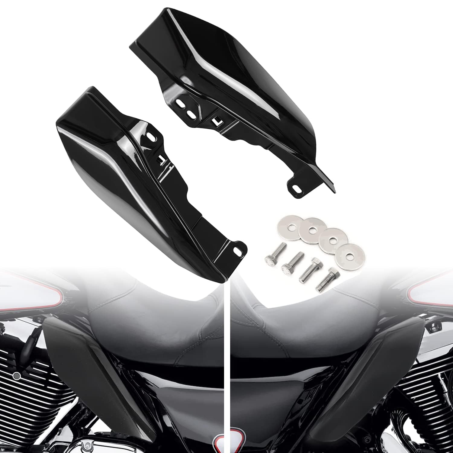 Mid Frame Air Deflectors Heat Shield Fit for 2009-2022 Harley Touring Street Road Glide Road King (black)
