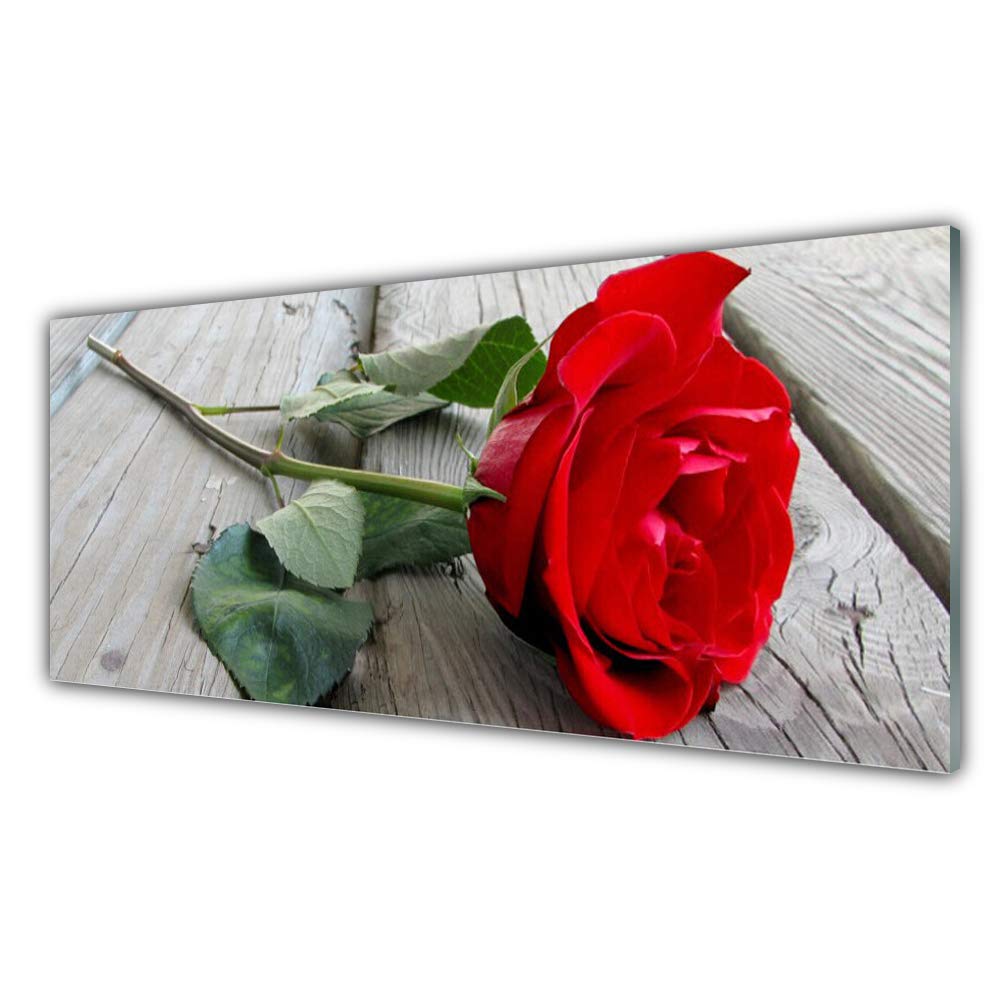 Tableau sur verre trempé 125x50cm Tulup, l'excellence du design mural au motif floral rose