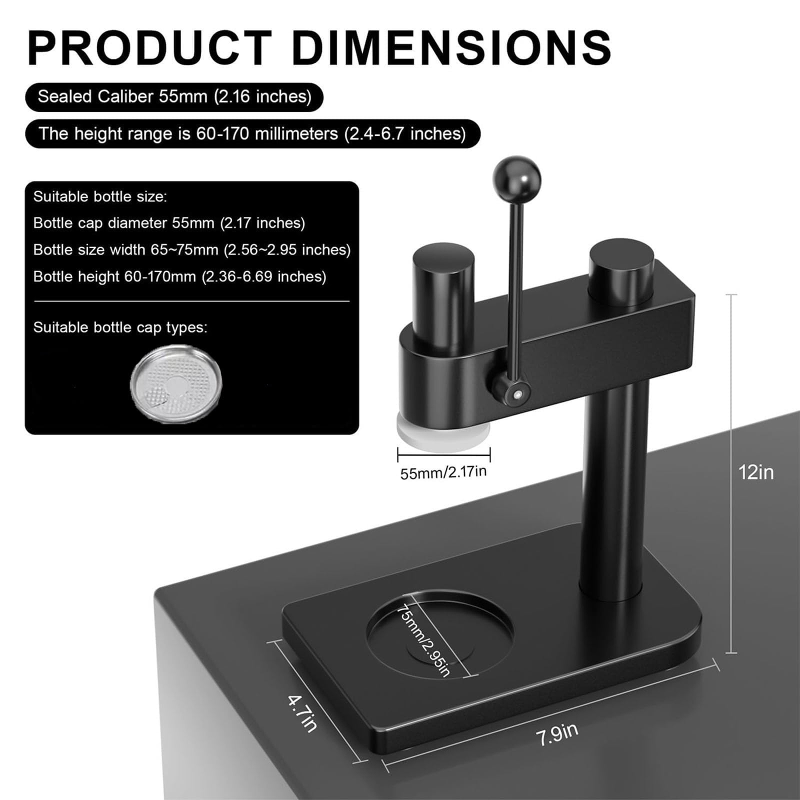 Selladora Manual De Latas, MáQuina Cerradora De Latas De AleacióN De Aluminio, Altura Ajustable Para Latas De 55 Mm De DiáMetro, Para Uso DoméStico Y Comercial, Para Cerveza, Jugo, Café Y Bebidas