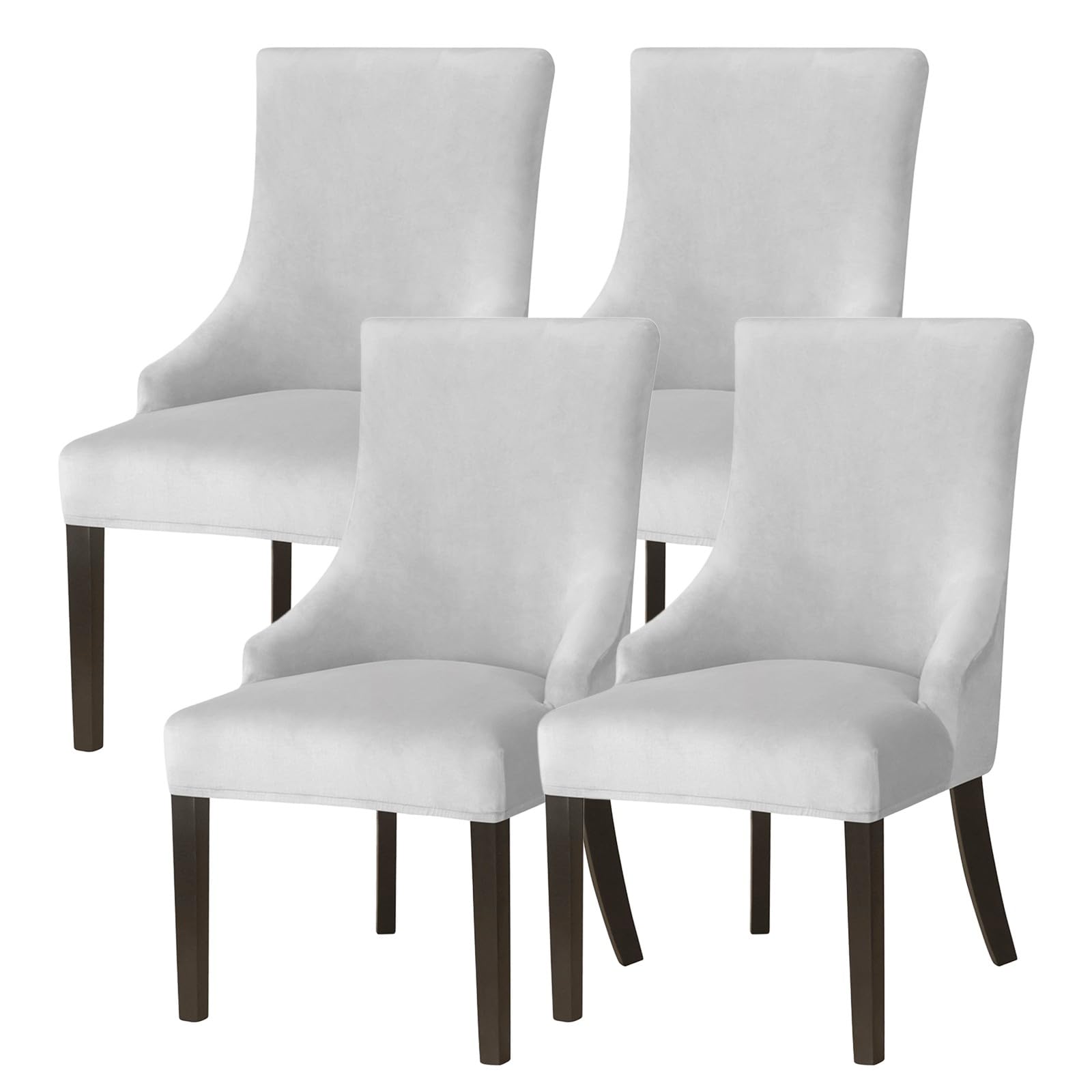 WYLEBER Stretch Washable Dining Chair Covers Set of 2/4/6,Wingback Dining Chair Covers with Sloping Arms,for Dining Room Banquet Hotel Home Decor(Light Gray,4Set)