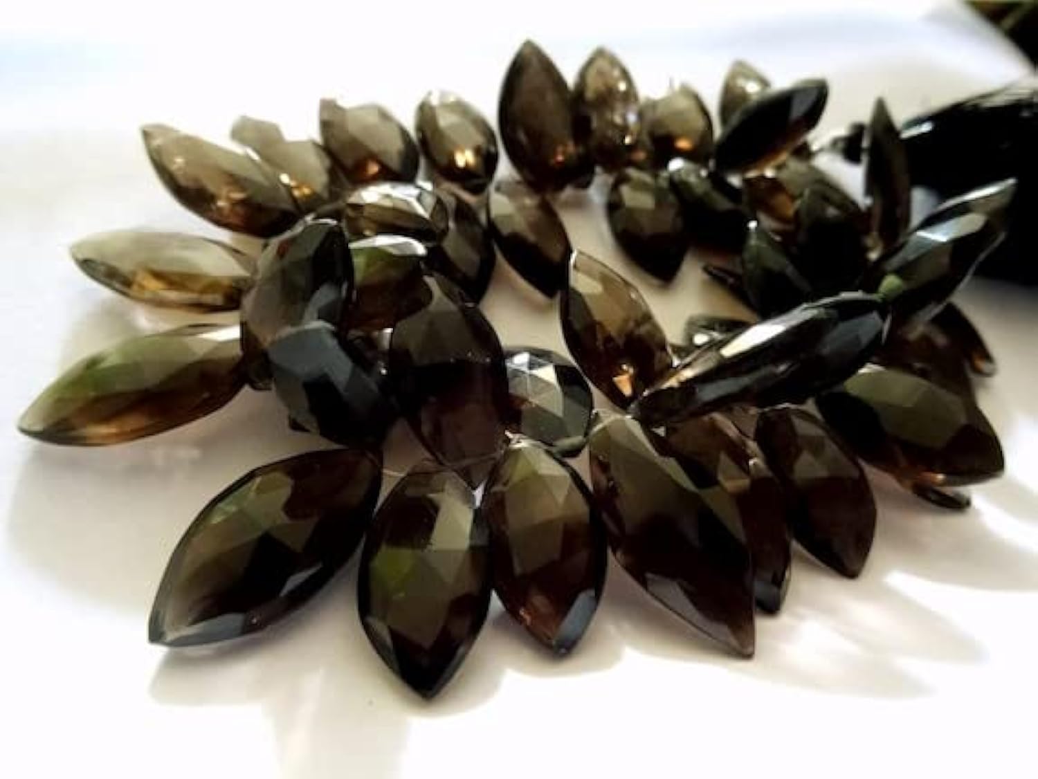 Quartz Fumé Briolette perles marquise 16-18mm pour création de collier en pierres naturelles