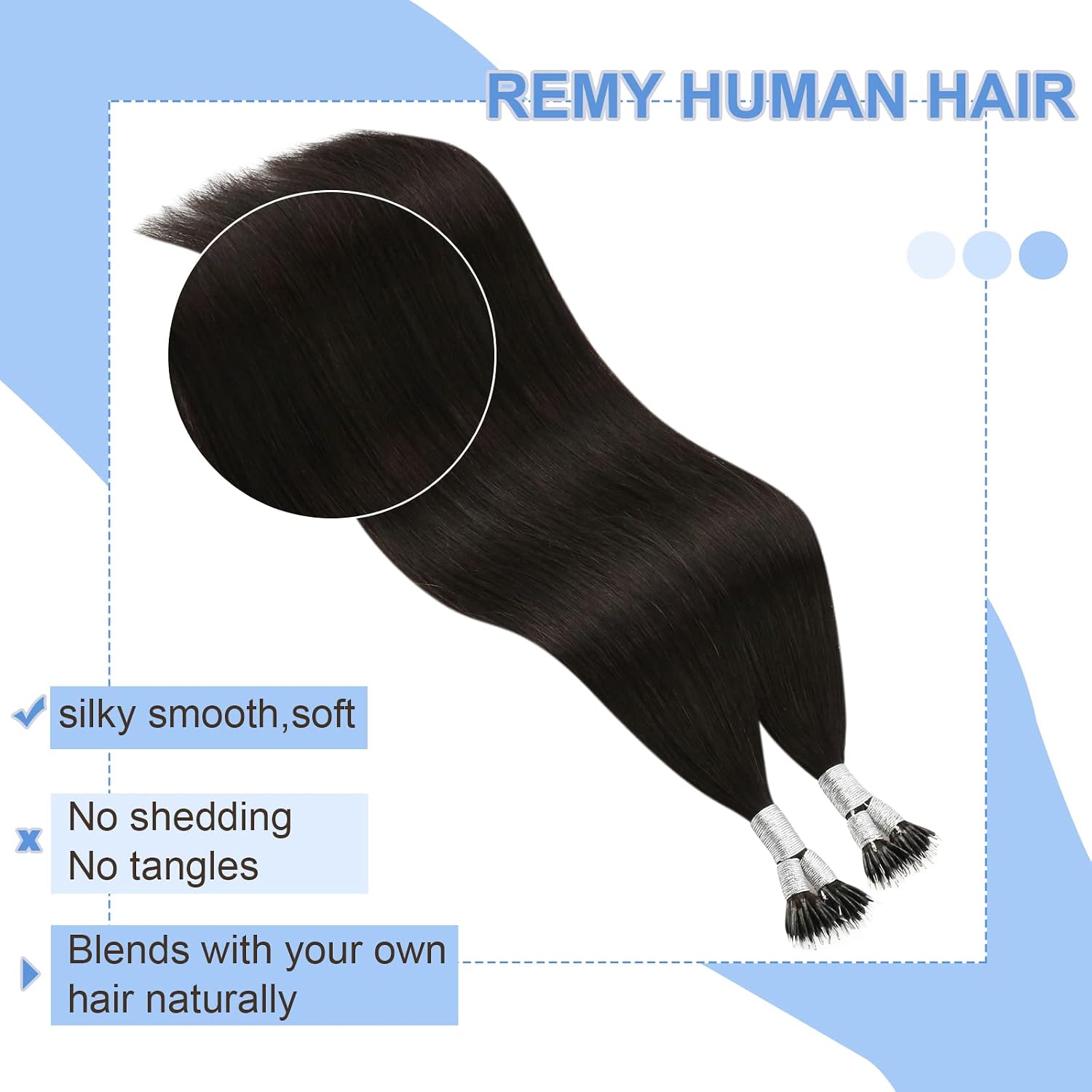 YoungSee Nano Hair Extensions Dark Brown 24inch Nano Loop Hair Extensions Brown for Women 50s Long Straight Hair Extensions Nano Beads Cold Fusion Long-Lasting 50g - Image 5