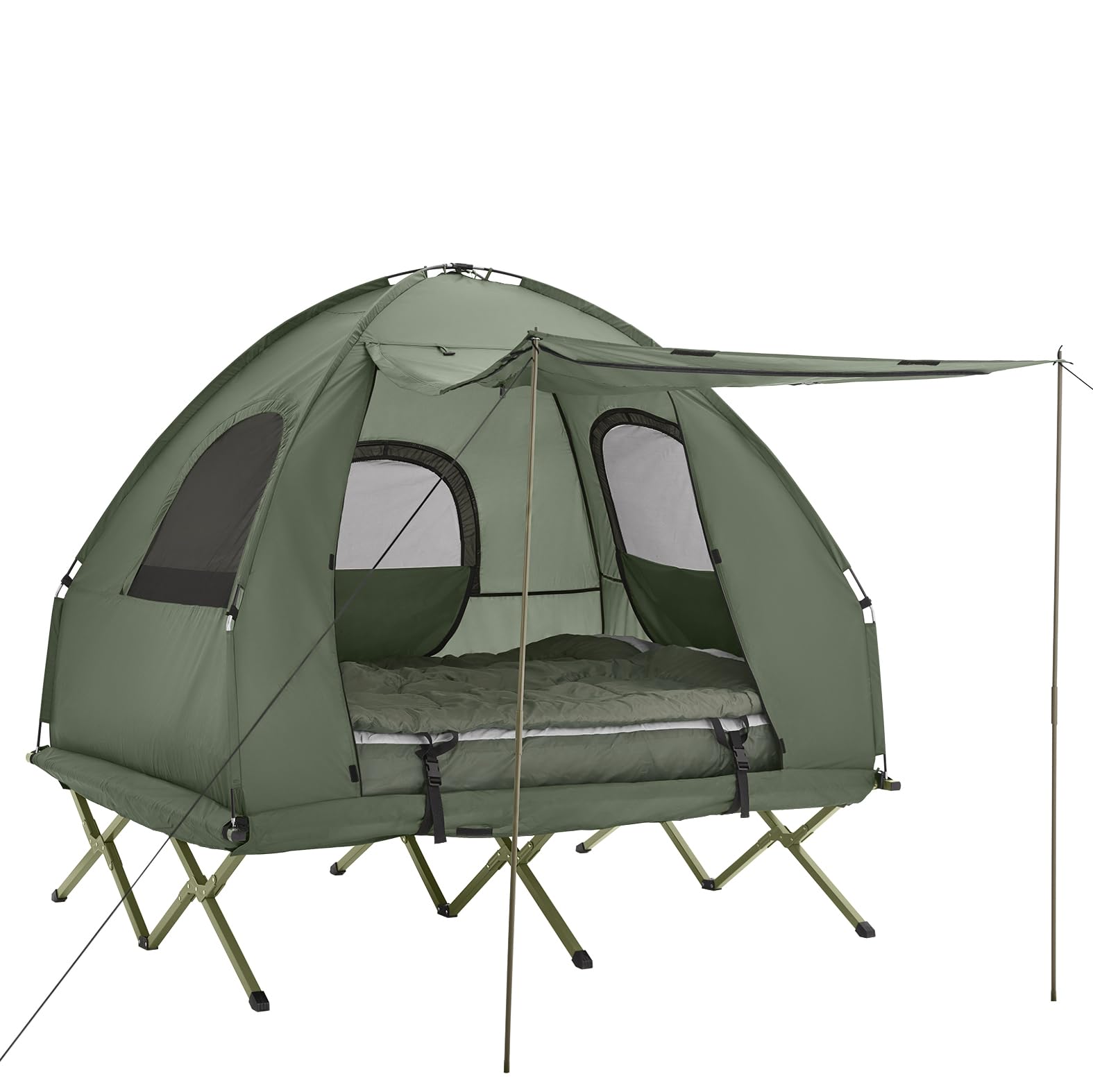 Costway Tente De Camping Surélevée 1 Personnes Imperméable Avec Matelas Pneumatique, Oreiller Et Sac à Prix