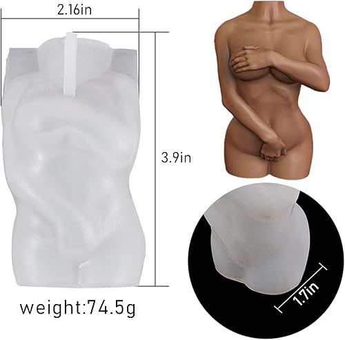 Miniatura 4 de KDO - Molde de silicona en forma de cuerpo 3D, 2 moldes de vela con forma de cuerpo para mujeres y hombres, arte corporal para bricolaje