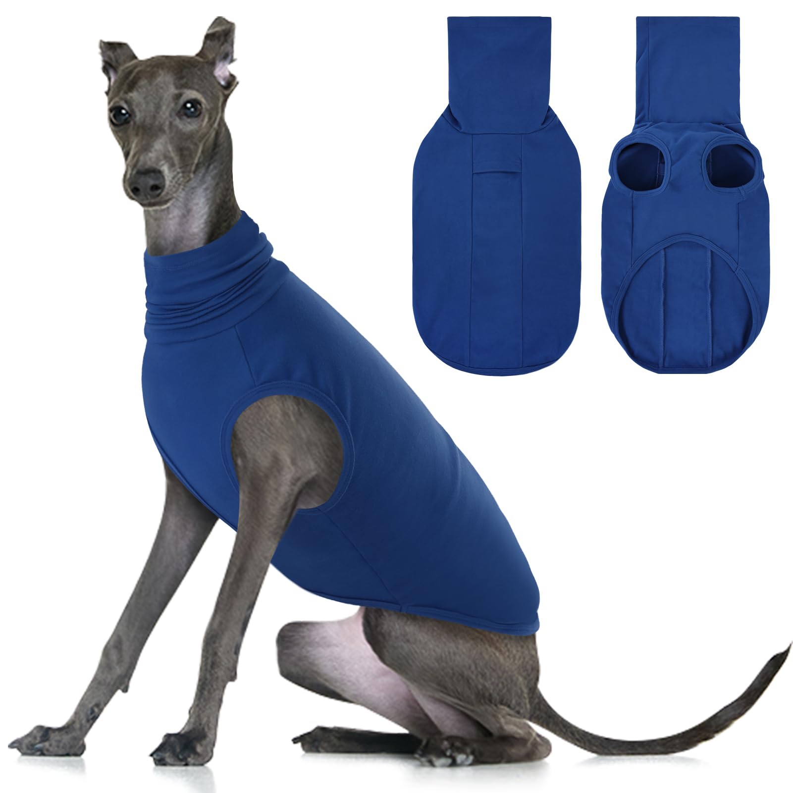 CITÉTOILE Hundpullover Fleece Hundemantel Rollkragen Hundejacke Warme Winterpullover Hundpulli Winter Hunde Pullover Winterkleidung für Große Hunde Wintermantel für Labrador, Sheepdog,Beagle,Blau, XL