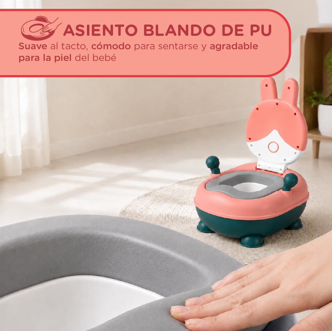 Orinal Bebe Entrenamiento 12-48 Meses Con Tapa Antideslizante Protector Salpicaduras Asas Seguridad Diseño Ergonómico Orinal Infantil Niños y Niñas PU PP Sin BPA Fácil Limpieza Rosa Azul