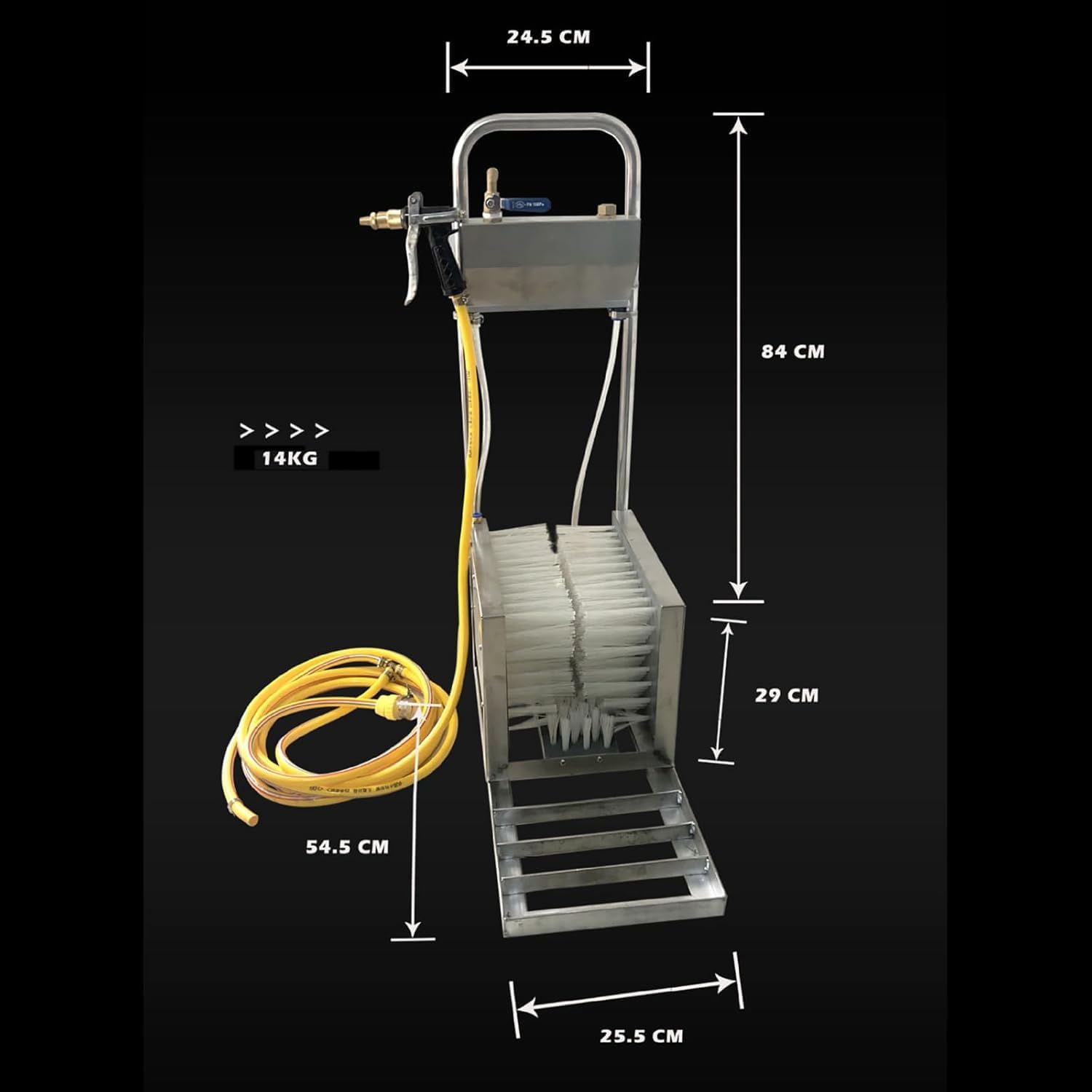 Edelstahl Boot Scrubber mit Wasserspritzpistole, Multifunktionaler Automatischer Schuhreiniger & Bürstenschaber für Bauernhof Ranch Baustelle