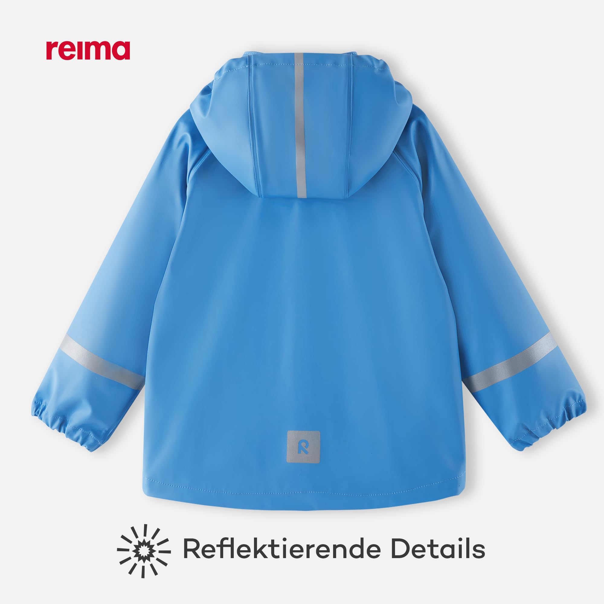 Reima - Lampi Regenjacke für Kinder Wasserdicht - Jacke für Jungen und Mädchen, Reißverschluss vorne, Abnehmbare Kapuze, Reflektierende Details, Maschinenwaschbar - Cool blue, 140