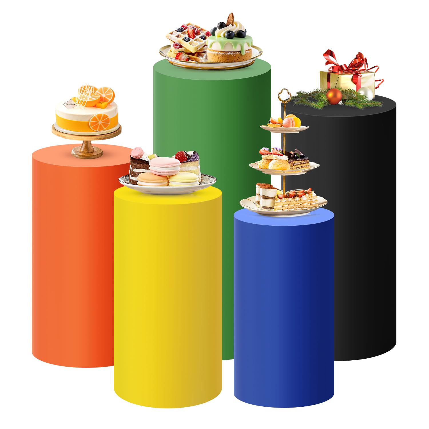 Housses de colonne cylindrique en élasthanne coloré, lot de 5 pièces