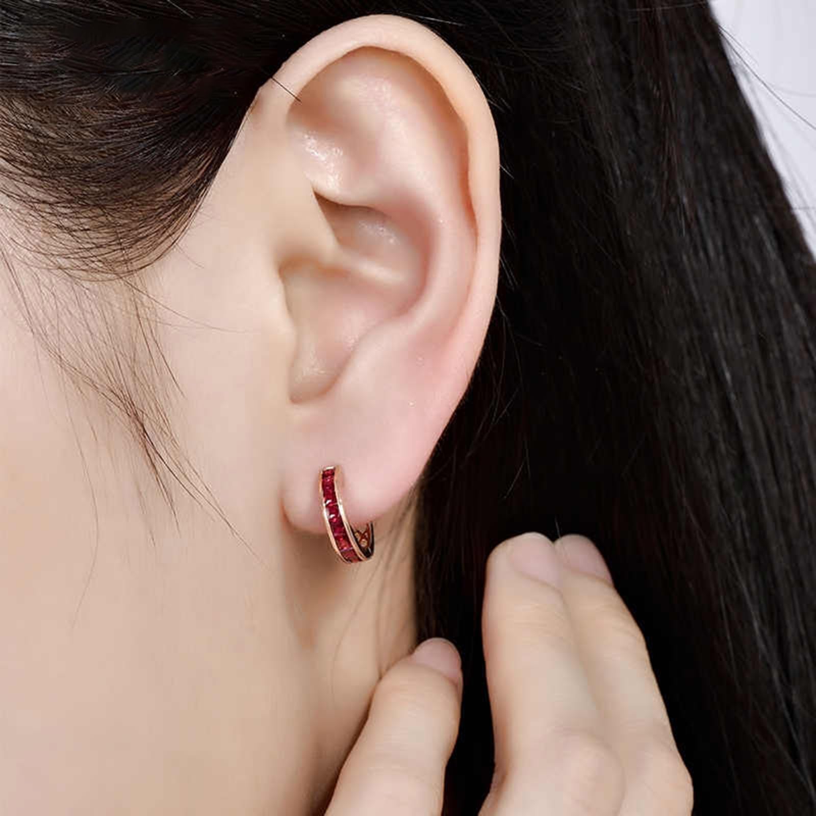 Kolczyki damskie ze złota próby 375, miejsce księżniczki, rubin 0,87 ct, kolczyki damskie, złoto 9 K, różowe złoto, modna biżuteria na Walentynki