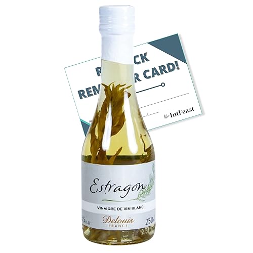 Vinagre de vino blanco Delouis con estragón fresco de Francia, 8.5 onzas líquidas (paquete de 1)