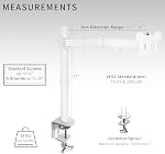 VIVO Single Monitor Arm Desk Mount, Holds Screens up to 32 inch Regular and 38 inch Ultrawide, Fully Adjustable Stand with C-Clamp and Grommet Base, VESA 75x75mm or 100x100mm, White, STAND-V001W