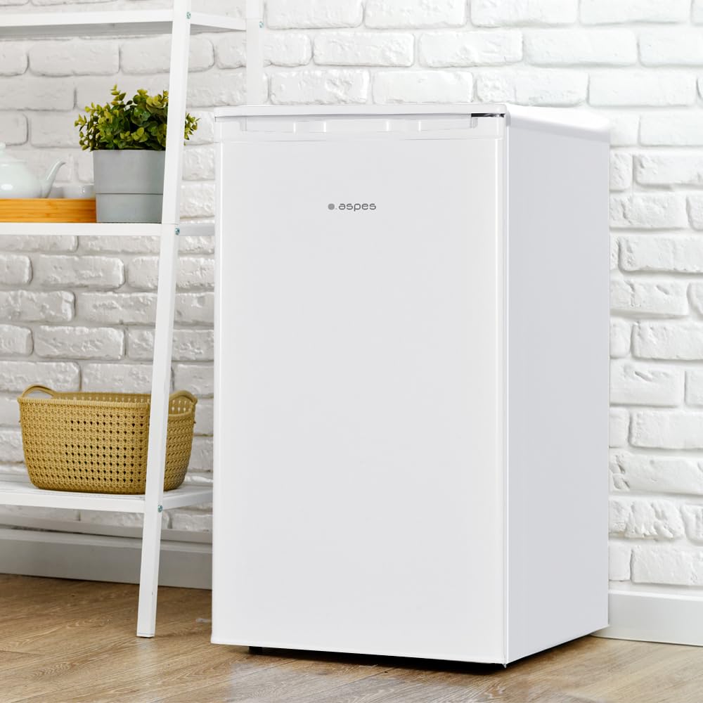 Aspes Refrigerador Blanco, 1 Puerta. AR84502EC, Capacidad 102 Litros, Cíclica, Bajo Nivel Sonoro, Puerta Reversible, Apertura Tipo Uñero, Clasificación Energética E