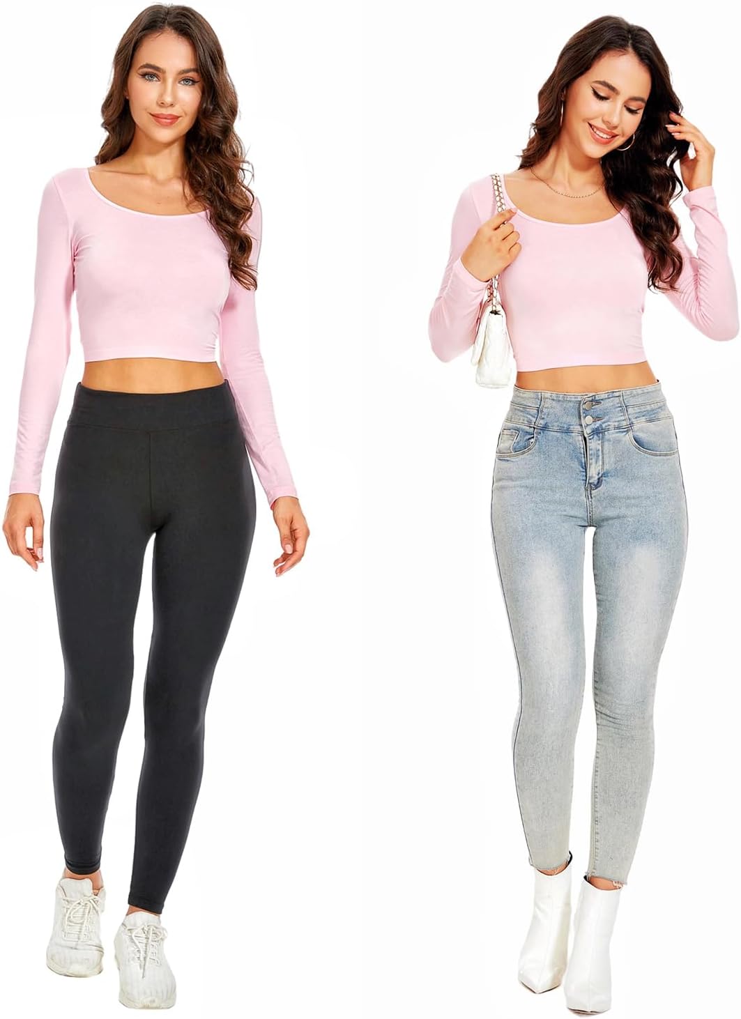 Women's Long Sleeve High Waist Slim Fitted Crop Tops Workout Yoga Y2k Basic Casual Teen Girls T Shirt 2026 (XXS-L) - Image 5