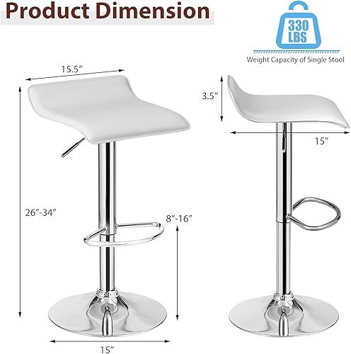 Miniatura 3 de Juego de 4 taburetes de bar, taburetes de bar giratorios ajustables de piel sintética con reposapiés, base cromada, sillas de bar modernas
