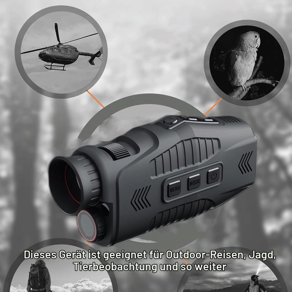 1080P Portable Monocular Night-Visions Device Day Night Use Photo Video Taking 5X Digital Zoom 300M Full Dark Viewing Distance for Outdoor Hunt Boating Journey