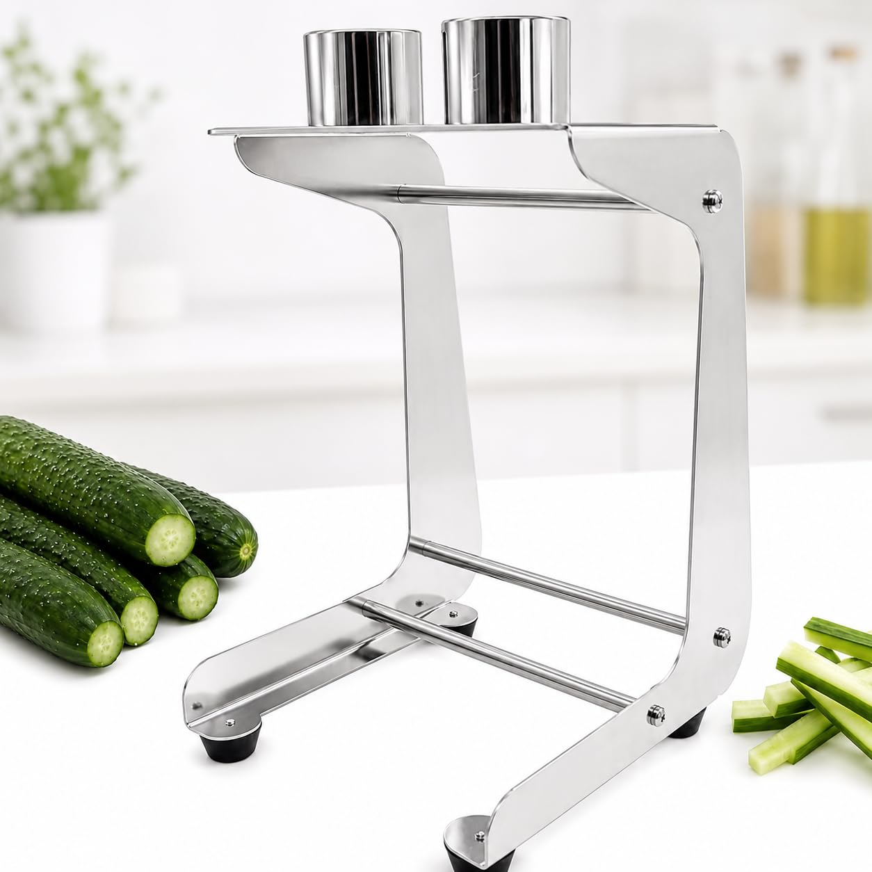 TsoLay Manual Cucumber Cutter, Cucumber Stick Slicer with 2 Blades, 10+12 Cut, 45mm Cutting Diameter, Commercial Vegetable Cutter for Sushi, Kimbap, Salad, Cooking, Kitchen, Home Meal Prep