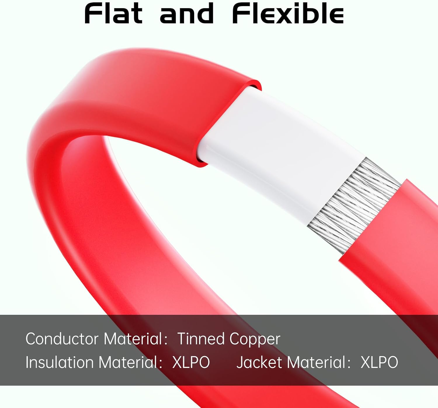 Flat Solar Cable Connector,1 Pair Flexible Flat Solar Power Extension Wires for RV Balcony Photovoltaic Solar Panels, Through the Door and Window Without Drilling (3.3FT)