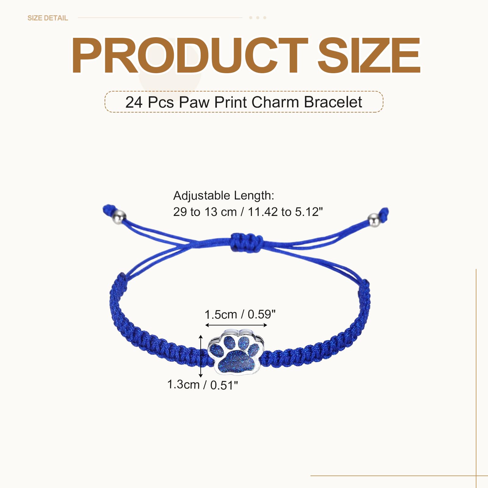 Braccialetto Con Impronta Di Zampa - Blu Scuro / 24 Pezzi Braccialetto Intrecciato Regolabile Con Zampa Di Gatto Corda Intrecciata A Mano, [Gioielli Per Coppie Amiche Donne
