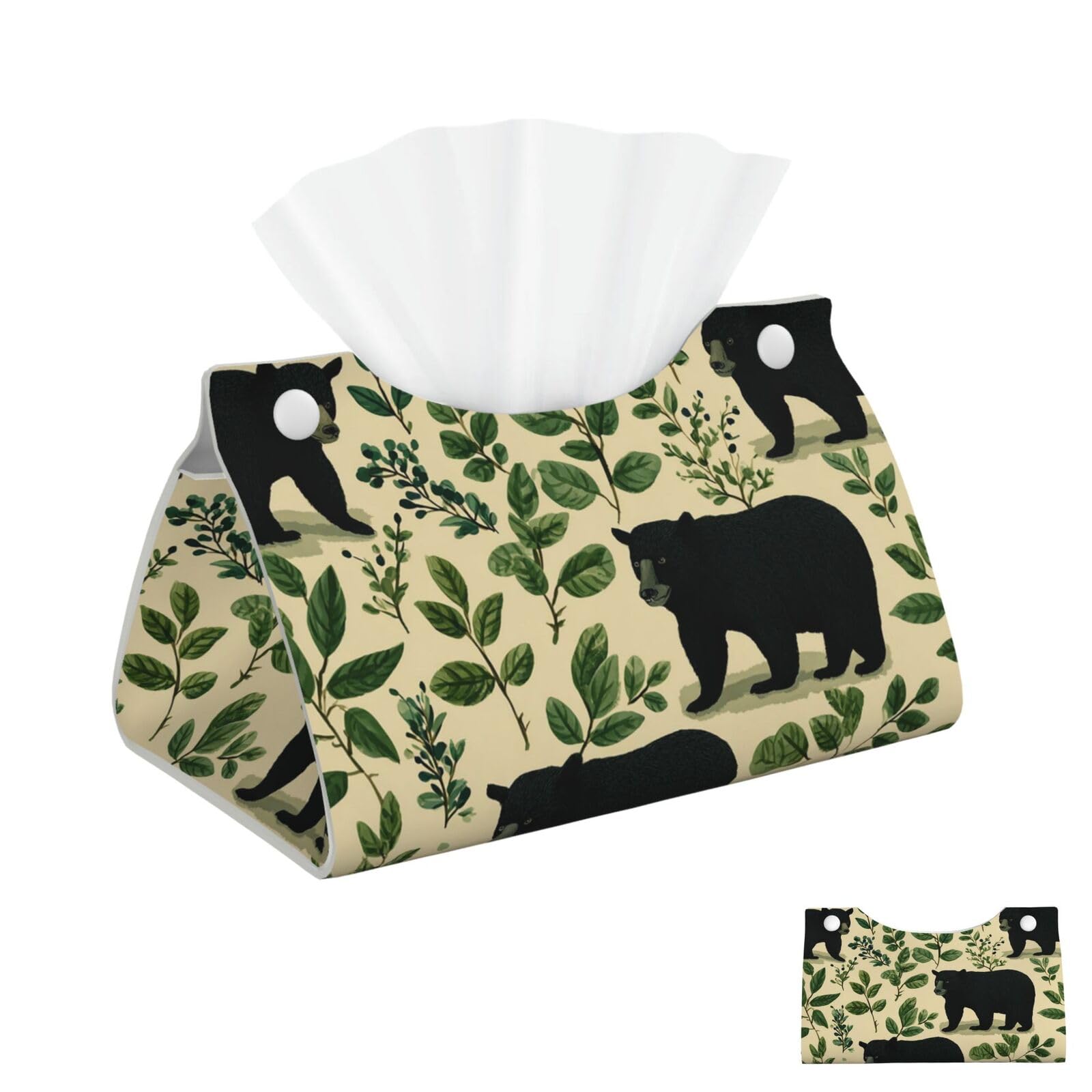 Black Bear Tissue Box Cover Square Cube Boxes