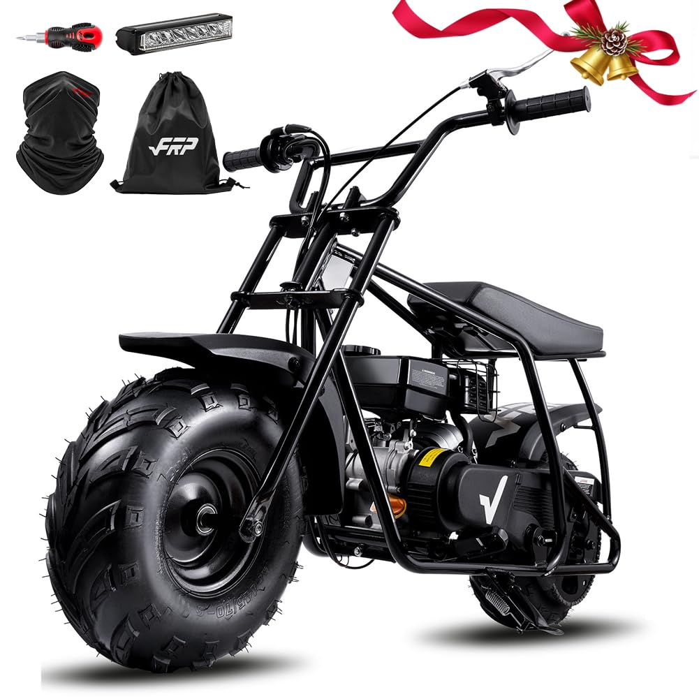 FRP Mini Dirt Bike GMB100, 99 CC Gas Powered Mini Bike 4 Stroke 3HP, Off Road Mini Bikes for Kids and Adult, Trail Bike Up to 28 Mph, Weight Support Up to 220 LBS (Black)