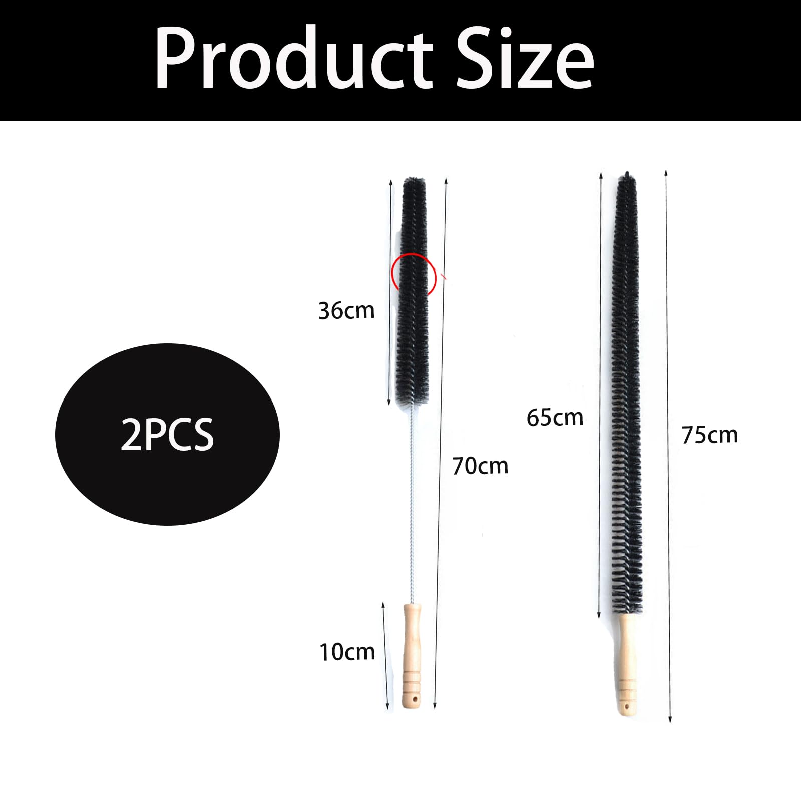 2 Pack Radiator Cleaner Brush, Radiator Brushes For Cleaning, Radiator Cleaner Brush with Hanging Hook Loop Multi Purpose, Flexible, Efficient and Easy Cleaning of Home and Office (Black) - Image 2