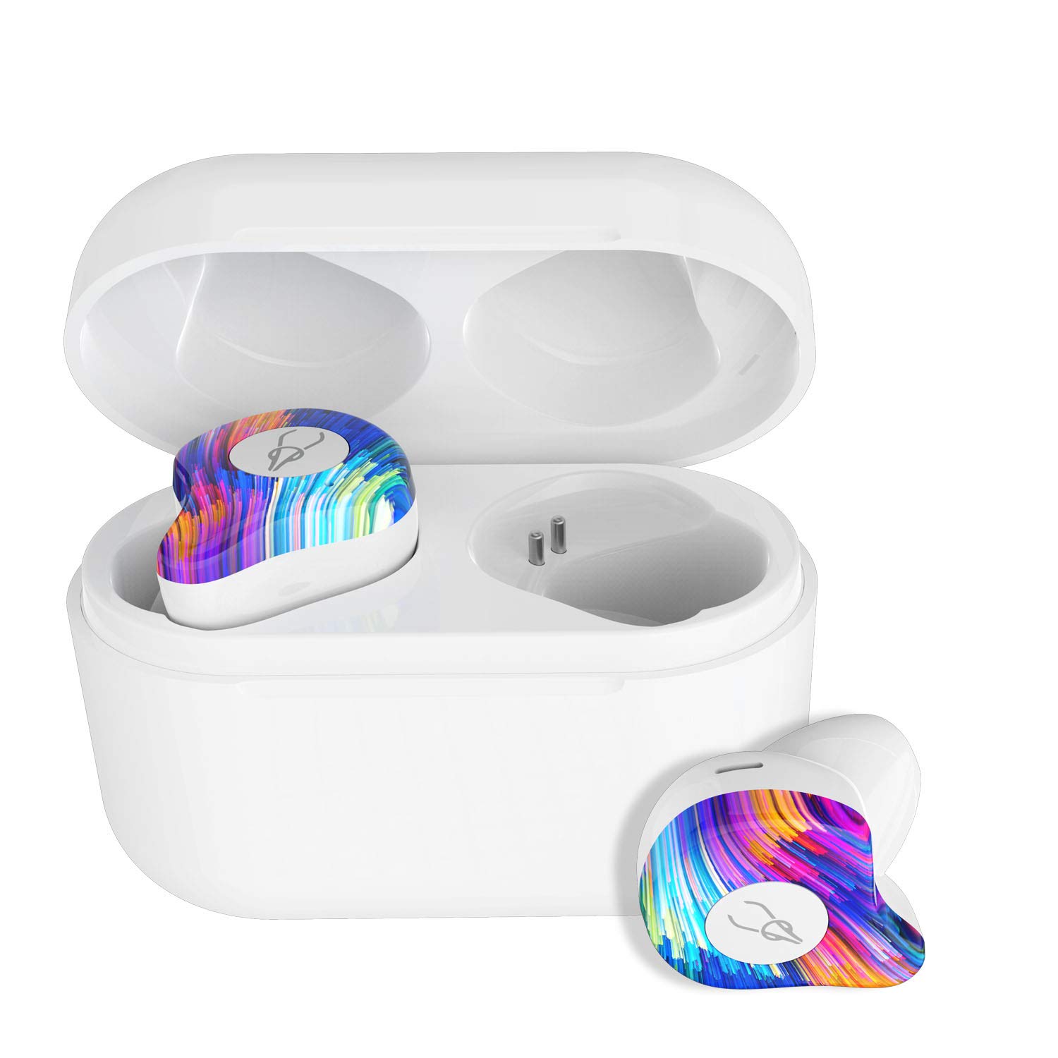 True bezprzewodowe słuchawki douszne, bezprzewodowe słuchawki Bluetooth 5.0, głęboki bas, stereo z redukcją szumów, odporne na pot słuchawki Bluetooth TWS, bezprzewodowe słuchawki z przenośnym pudełkiem do ładowania, tęczowe