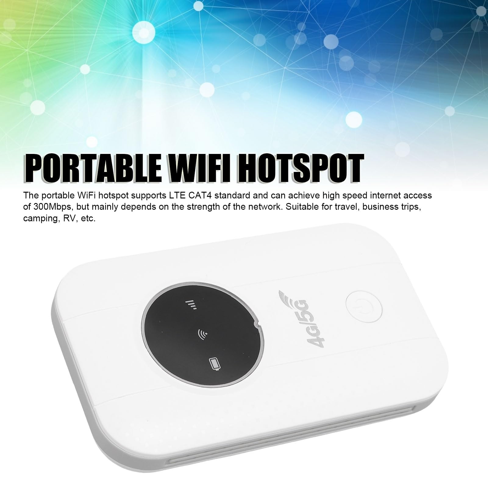 Alomejor Hotspot WiFi Portable 4G Internet Haut Débit 300 Mbps pour Les Voyageurs avec Une Longue Durée de Vie de la Batterie pour Les Entreprises, Le Camping et Les Véhicules Récréatifs -