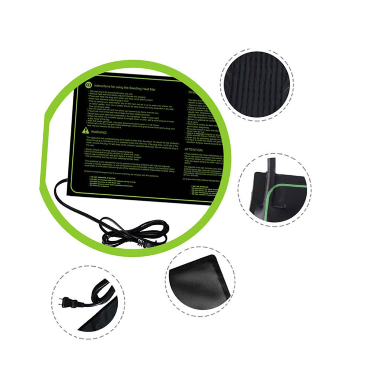 BESPORTBLE 230v Tappetino Riscaldante Per Piante e Resistente Riscaldamento Idroponico Silicone Per Germinazione e Propagazione Di Piantine Nero Eu