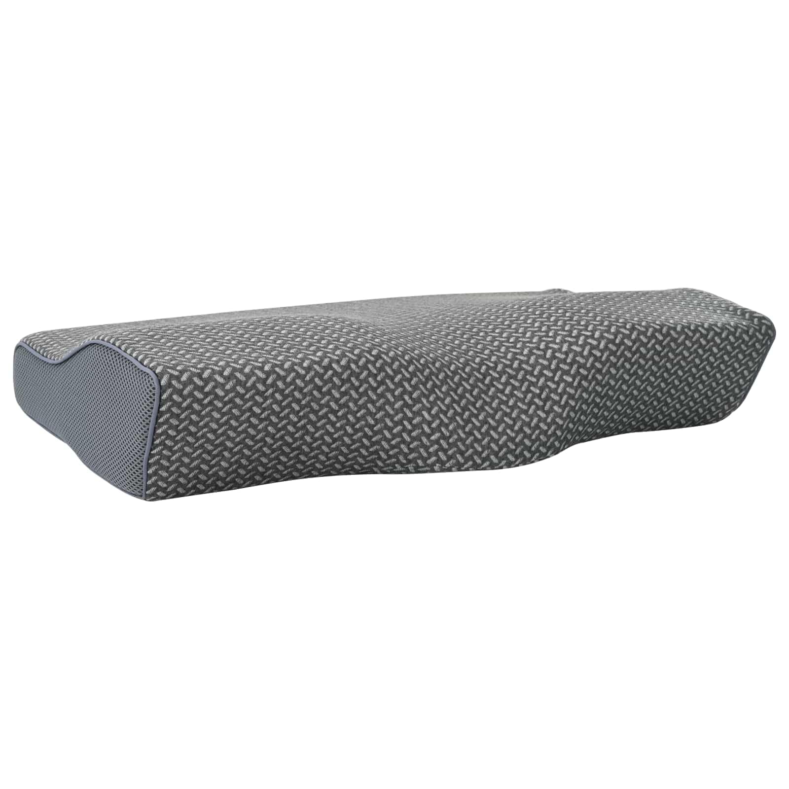 Nowoczesna poduszka pod kark, szara, 60 x 34 x 11 cm, z pianki memory z poszewką poliestrową, ergonomiczna poduszka podróżna dla karku i komfortu