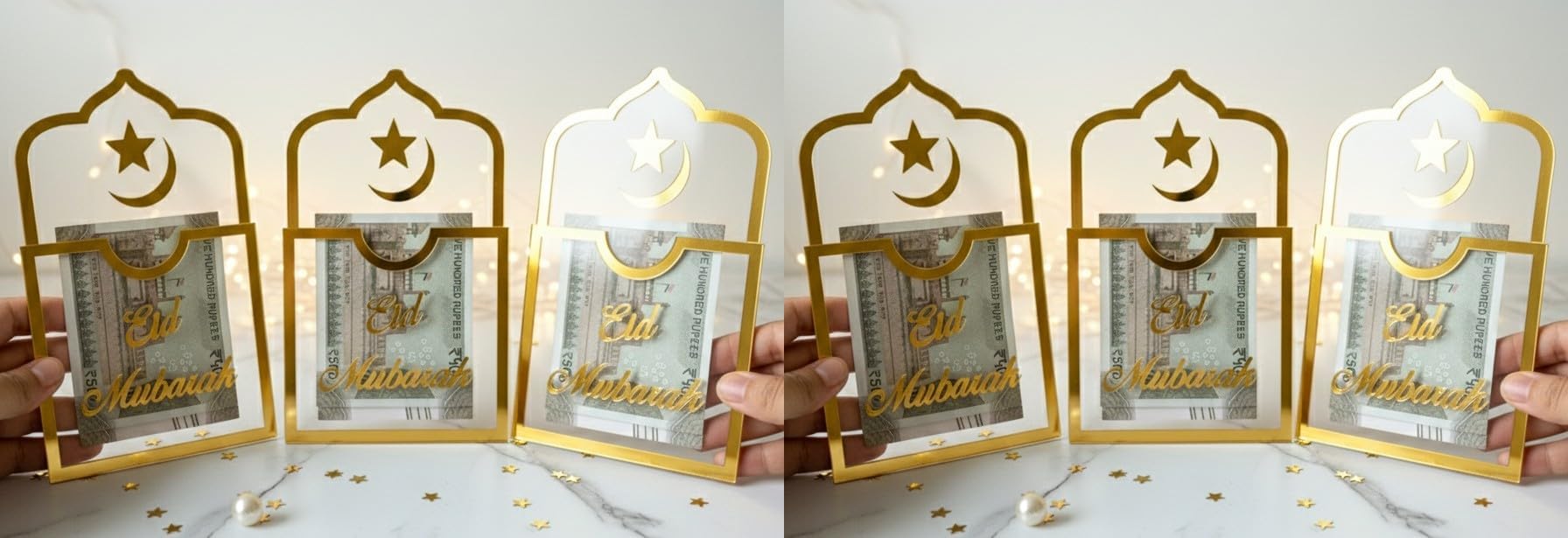 Personalised Acrylic Eidi Envelope | Eid Mubarak Box| Golden Money Envelope | Money Gift Box for Brother Sister | Money Holder with Name (6)