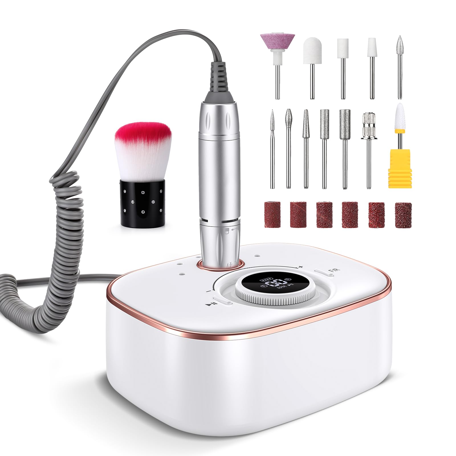 Ponceuse pour Ongles Professionnel 35000 Rpm : Ponceuse pour Ongles éLectrique 13 En 1 Avec Batterie de 4000 Mah - Lime à Ongles Professionnelle - Kit Manucure et PéDicure