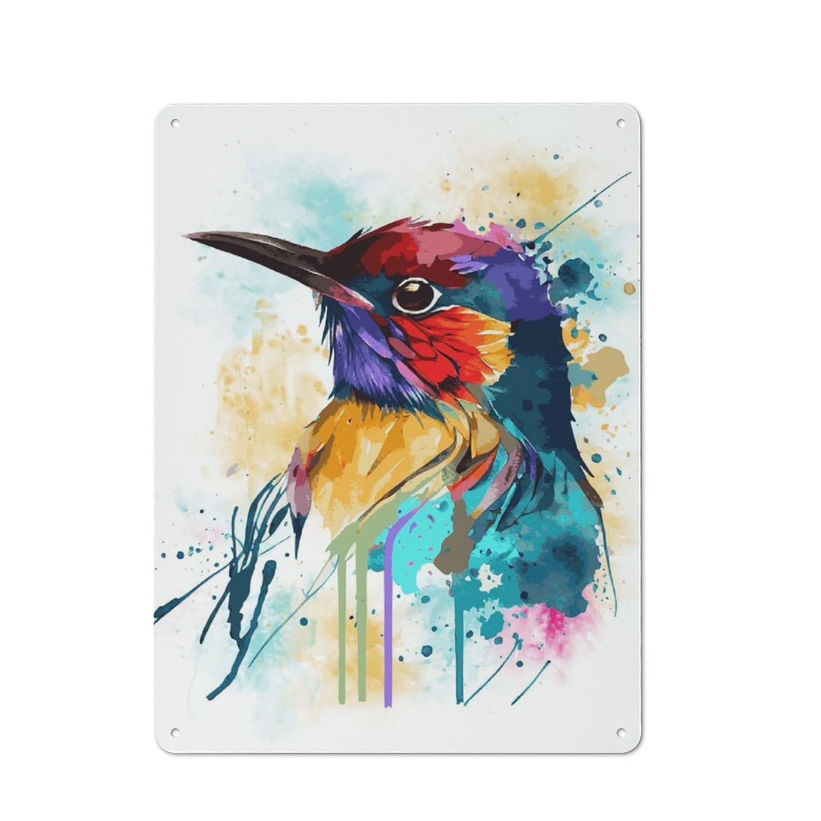 Junmoney Style-15 Modern Vintage Watercolor Bird Birding Metal Desk Wall Sign 40X30cm, Office Wall Decor For Office, Study, Studio Or Hallway