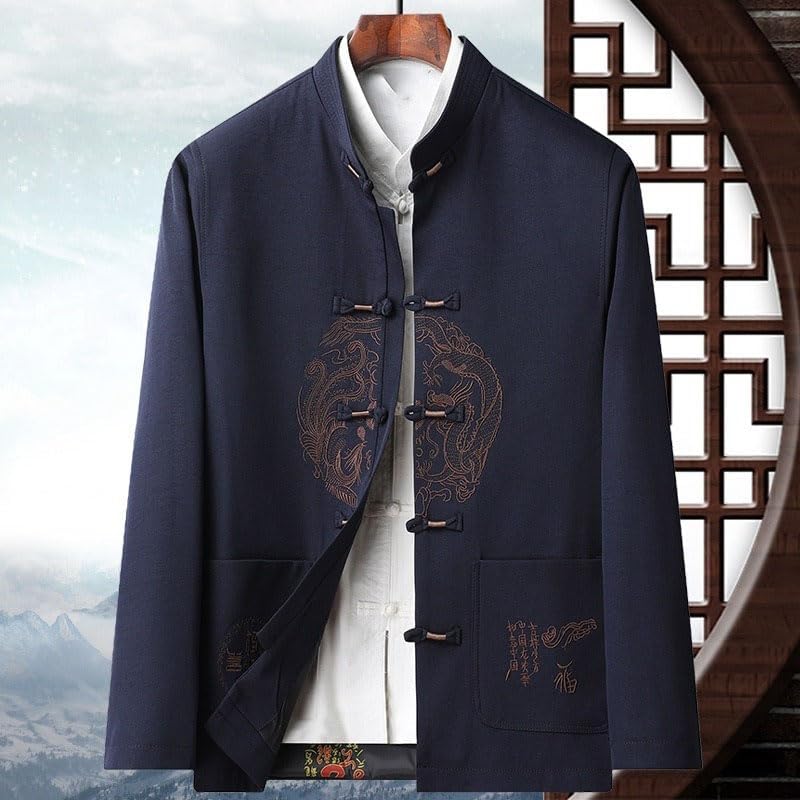 Men's Shirt Spring Autumn Zhongshan Suit Tops for Men
