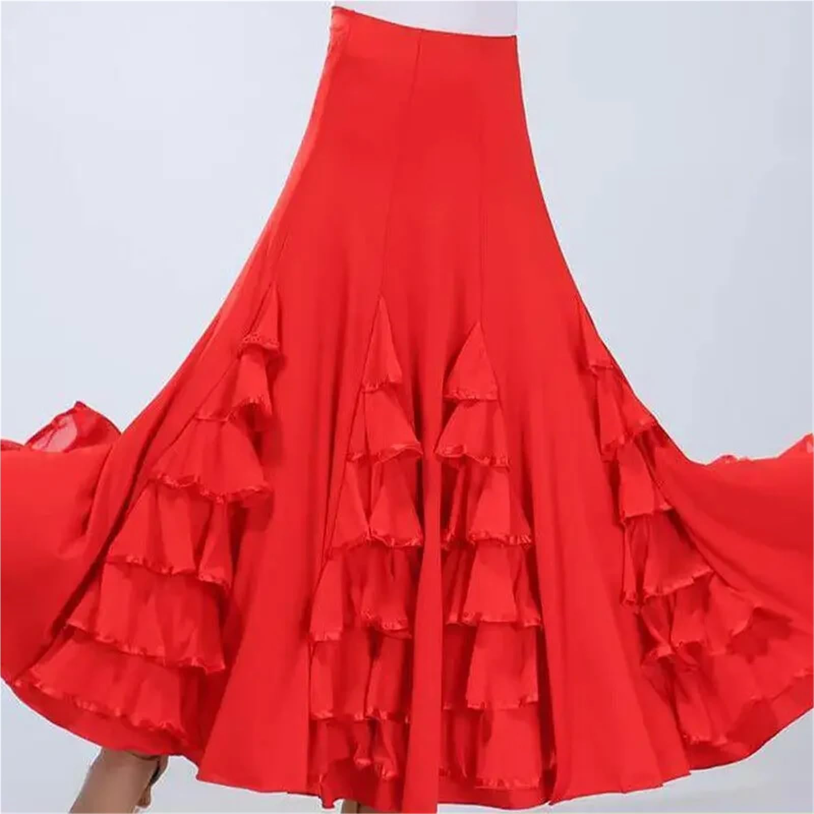 Falda Flamenca Mujer Vestido español de 360 ​​Grados for Mujer, Gran Swing, clásico, Gitano, vals, práctica de Baile, Ropa de Escenario, Traje de Baile de actuación(Color 19)