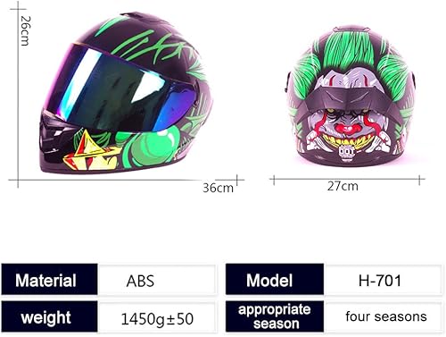 Miniatura 5 de Casco de Motocicleta de Cara Completa Aprobado por DOT Casco de Motocicleta Ciclomotor Bicicleta de Calle Carreras Casco de Choque, Hombres y Mujeres